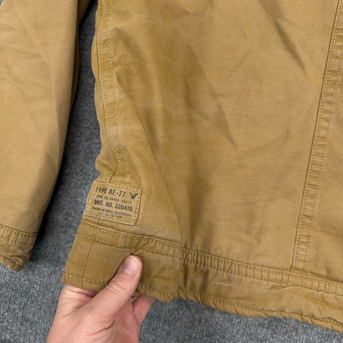 American Eagle Outfitters Jacket Mens Medium Brown Flannel Lined Canvas Full Zip - Picture 9 of 10