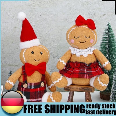 Christmas Gingerbread Man Doll Decorative Soft with Plaid Clothes Party Supplies