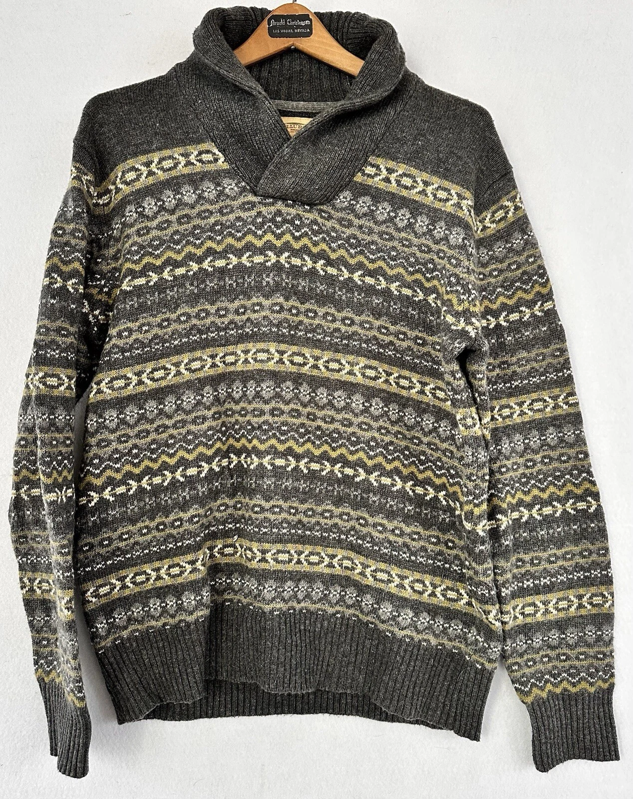 Telluride Wool Blend Sweater Gray Fair Isle Men’s Medium