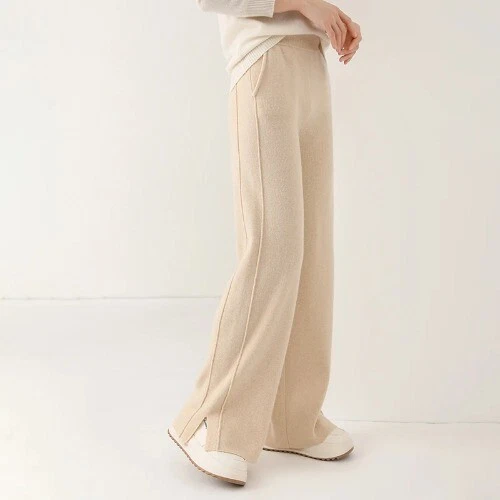 Pantalones sueltos de cachemir de cintura alta para mujer - Imagen 7 de 31
