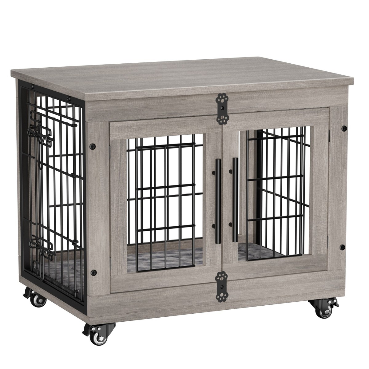 家具 w.corgi2pt.poodle7 27.1'' Dog Crate Furniture Dog Kennel Double Doors Wooden w