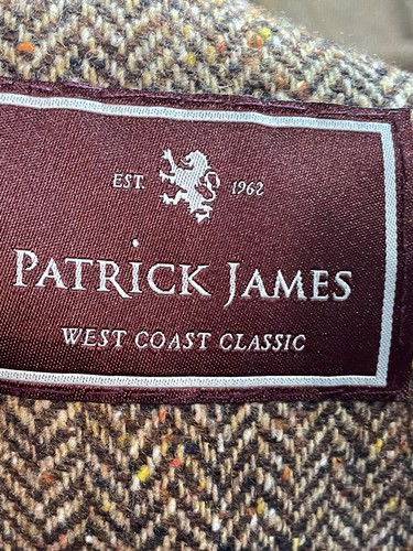 Patrick James Men’s Sports Blazer Jacket 100% Wool Elbows Patches Size 46L Brown - Picture 11 of 12