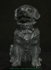 10" Chinese Natural Xiu Jade Carved Fengshui 12 Zodiac Year Animal Dog Statue
