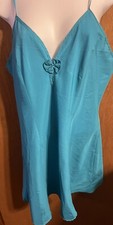 CINEMA ETOILE Blue Babydoll Satin Chemise Nightgown Nightie Size M