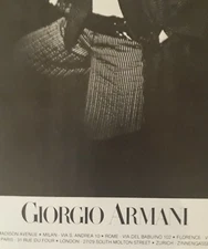 1981 Giorgio Armani Print Ad Black & White Women's Clothing Italy