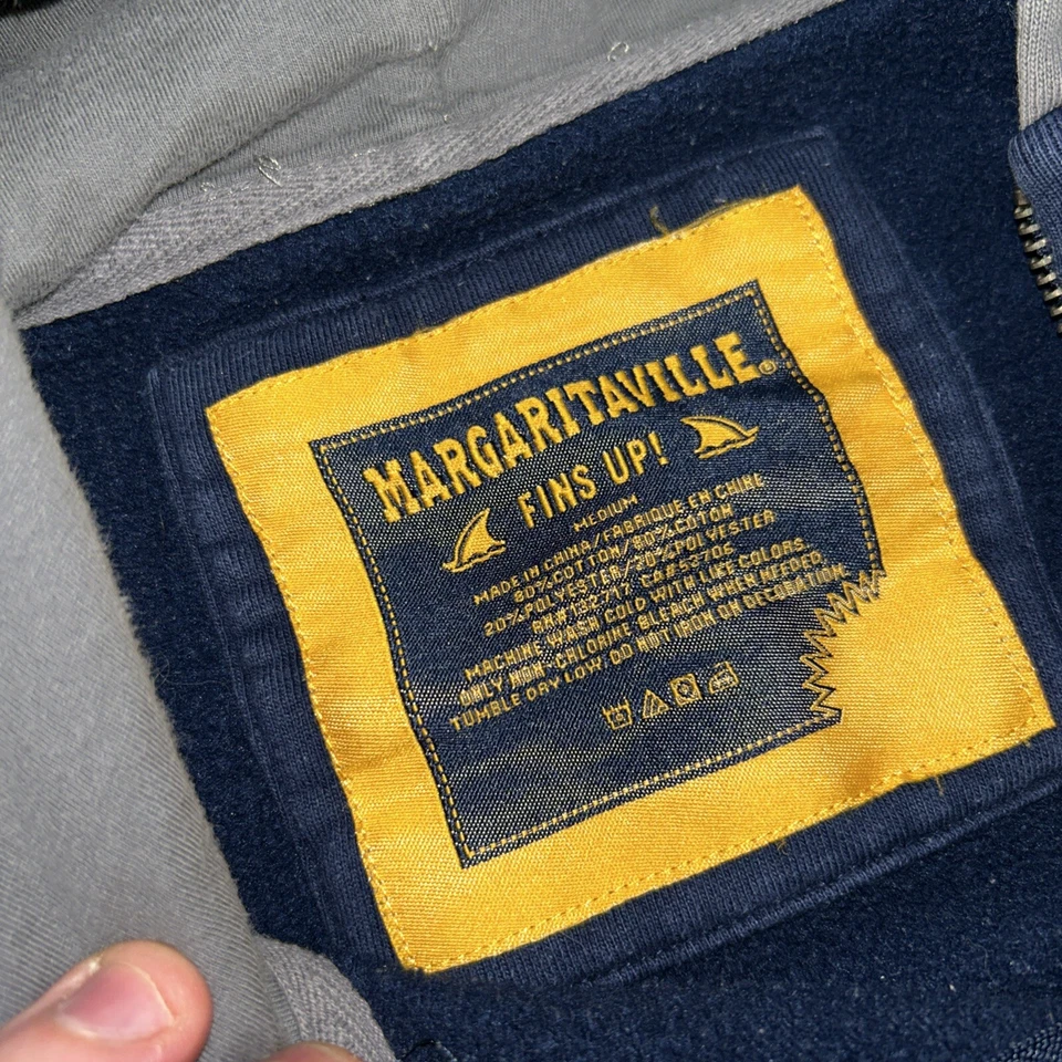 Margaritaville Men Landshark Beer Hoodie Medium, Full-Zip Sweatshirt, Grey/Navy - Image 4 of 4