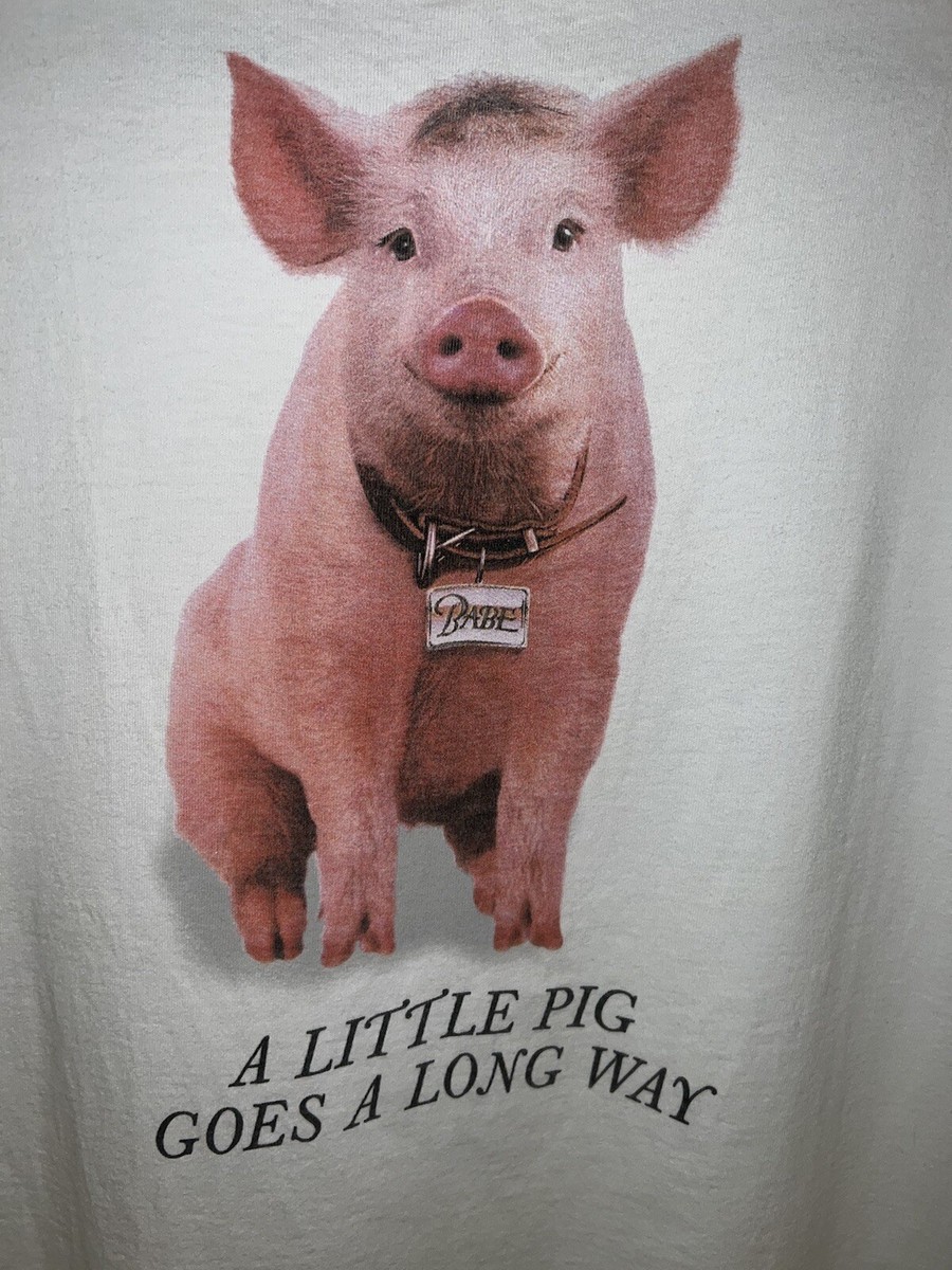 Vintage 1995 Babe the Pig Movie Promo T-Shirt Size L Little Pig