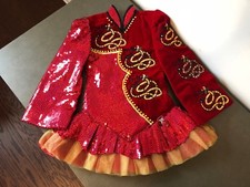 Unique/ standout Irish dance solo dress-- Red, dragon design, fits approx U7-U10