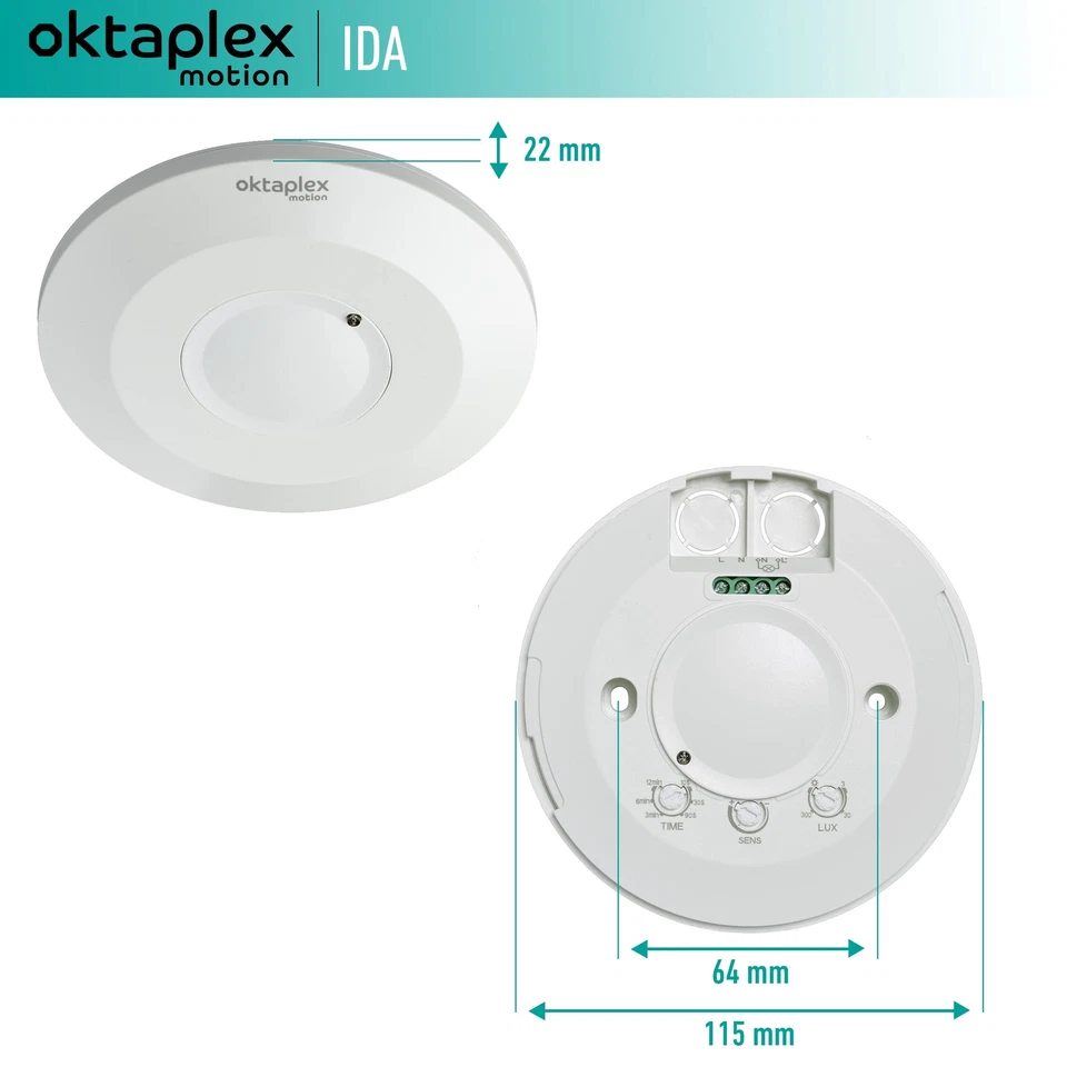 Oktaplex Ida Decken-Bewegungsmelder flach 360° Hochfrequenz-Sensor 2-16m Reic... - Bild 4 von 4
