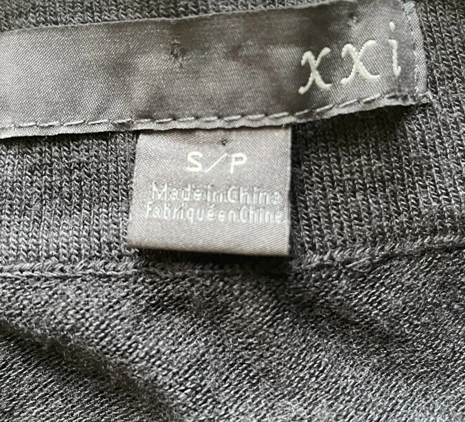 Forever 21 Vestido Negro Encogido Cárdigan S Suéter Manga Larga Plateado Secuencia Borde Foto 3 de 4