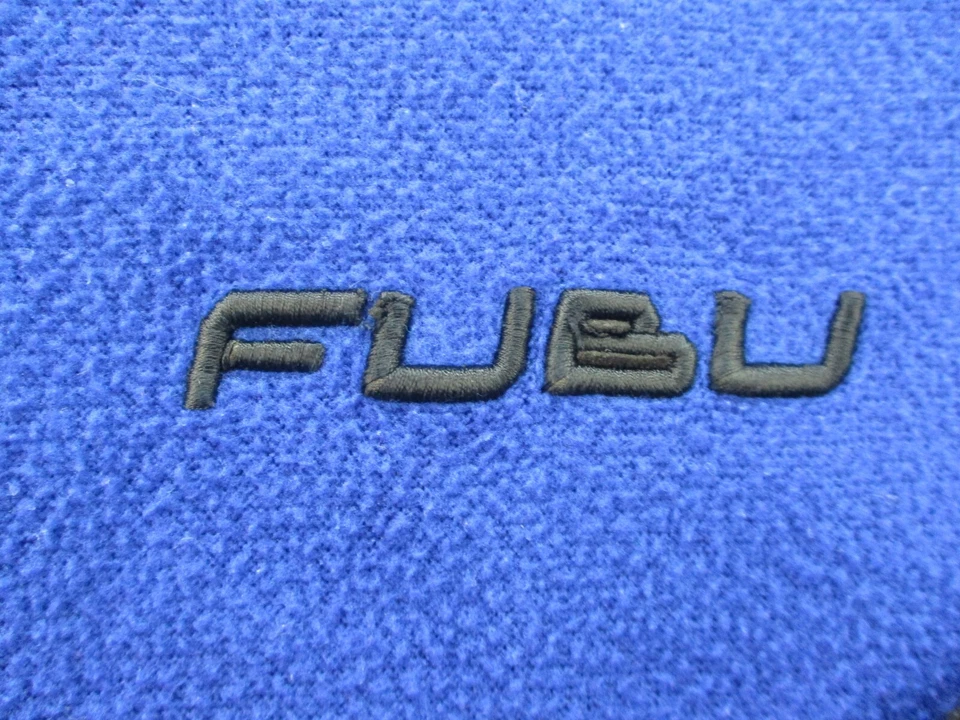 Moletom FUBU masculino médio 12/14 azul preto 1/4 zíper bordado logotipo soletrado - Imagem 2 de 4