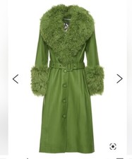 Saks Potts 'foxy' Shearling Trim Leather Coat In Green Size 2