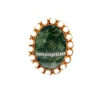 Vintage BB 1/20 12K Gold Filled Pearl & Green Gemstone Oval Pendant Brooch 1.25" — photo 1