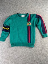 VTG Chemise Lacoste Blue Green Red Boys Sweater Colorblock Acrylic Size L 7