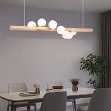 7 Heads Modern Glass Globe Chandelier Linear Pendant Light Hanging Lamp Fixture