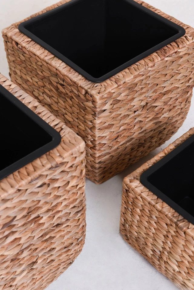 VIVANNO Pflanzkübel Pflanzgefäße Wasserhyazinthe ASIA 50/40/30 cm Set Natur - Bild 4 von 4