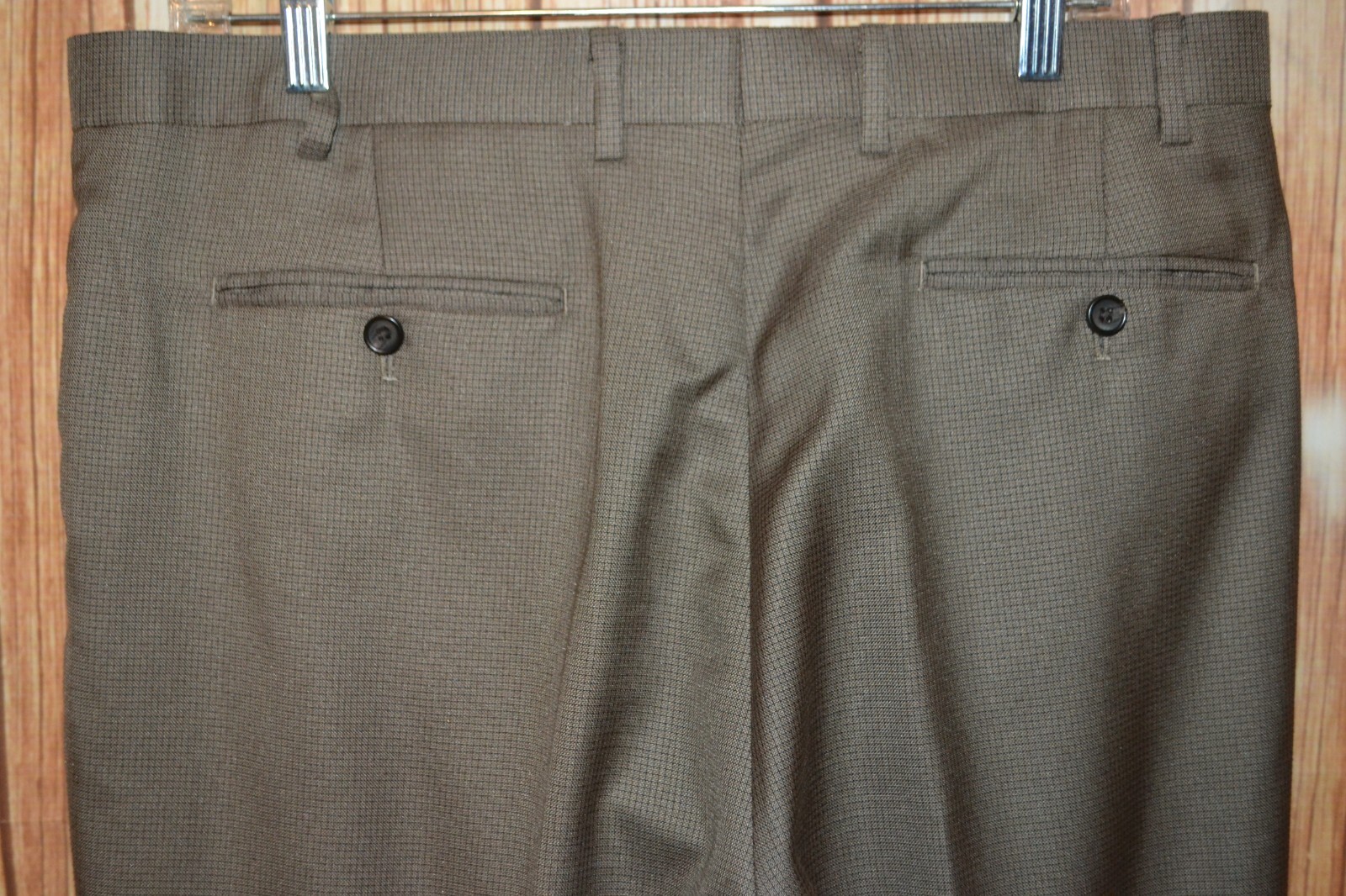 Ralph Ralph Lauren Men Light Brown Black Checked Dress Pants Size 36x32 thumbnail 11