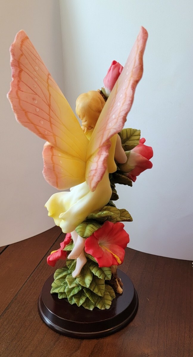Di Capoli Collection Hibiscus Yellow Pink Fairy On Base 12