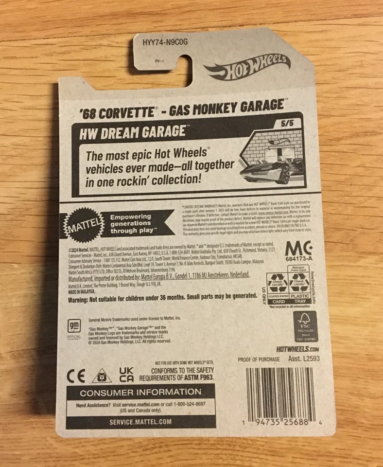 Hot Wheels '69 CORVETTE Gas Monkey Garage Super PERSONALIZADO Real Riders Intercambio de Ruedas Foto 4 de 4