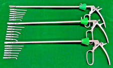 3pc Laparoscopic Bulldog Clamp 10mmx330mm with 6 Clips Reusable Instruments