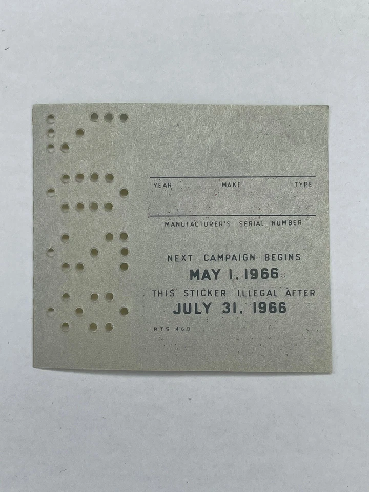 1965 1966 Adesivo de Inspeção Pensilvânia Pa Antigo Não Emitido Carro de Passageiros -Dodge - Imagem 2 de 3