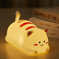 Minetom Cat Night Light for Kids, Cute Silicone Night Light with 2 Levels Bri