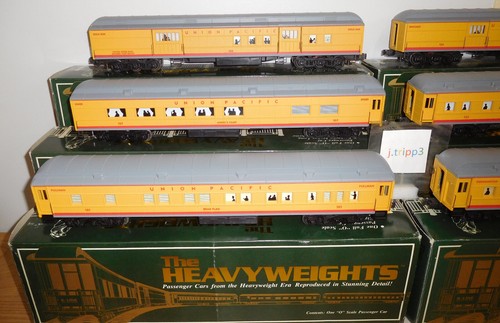 K-LINE UNION PACIFIC 18" YELLOW HEAVYWEIGHTS PASSENGER 6 CAR O SCALE TRAIN SET - Picture 5 of 18