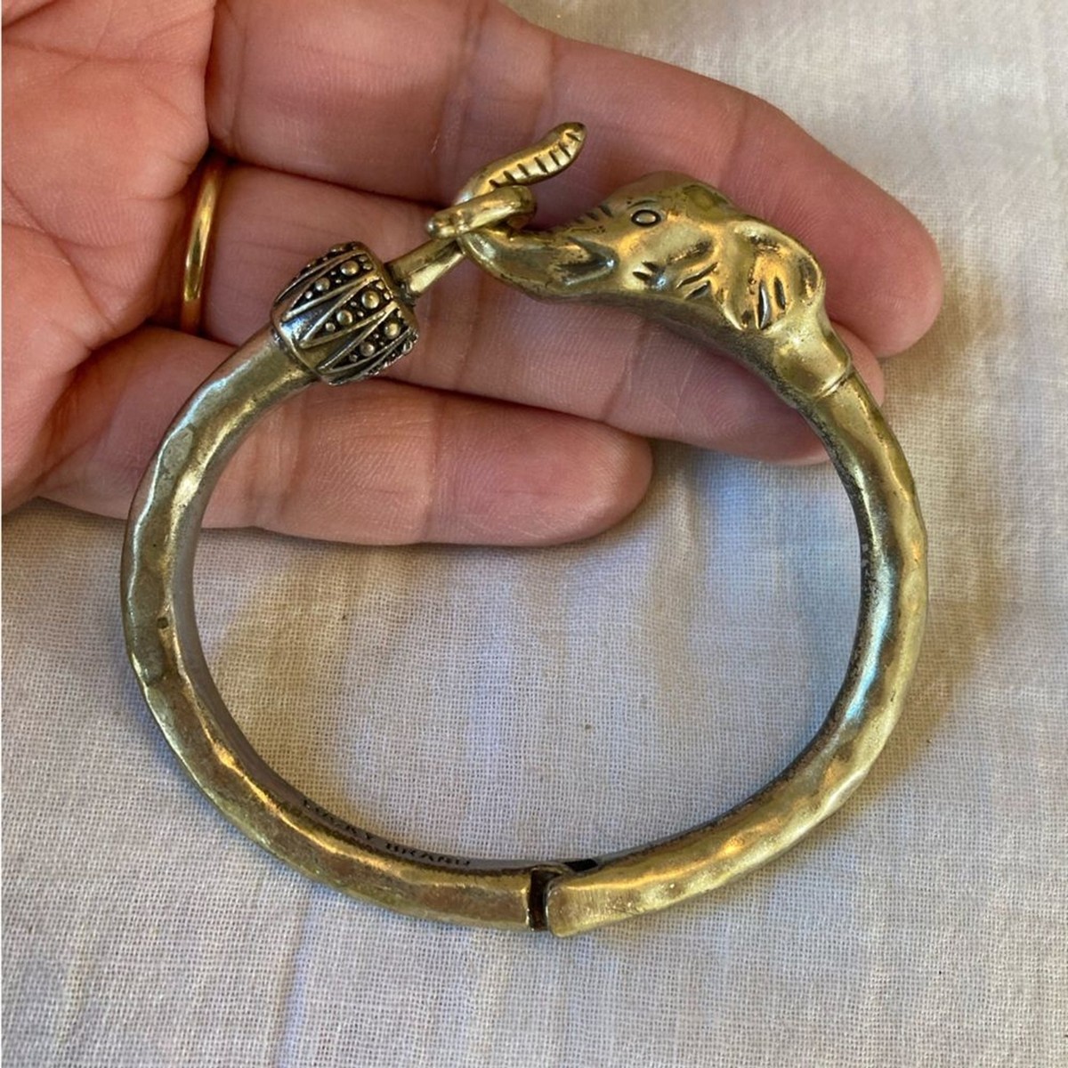 Lucky Brand Elephant Trunk Up Hinged Bracelet