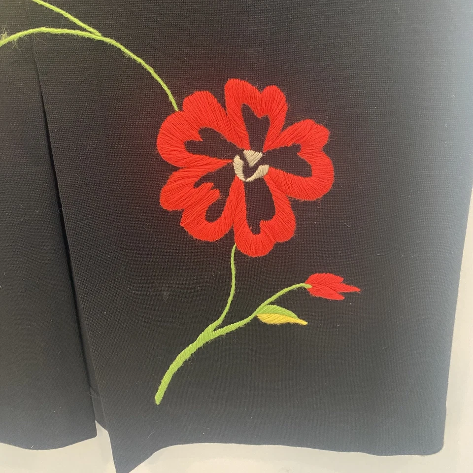 Vintage Womens Mod Gogo Hippie Back Wool Embroidered Maxi Skirt Size 14/16 - Image 4 of 4