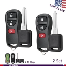 2 Replacement For 2004-2015 Nissan Titan Xterra Armada Remote Fob + Ignition Key