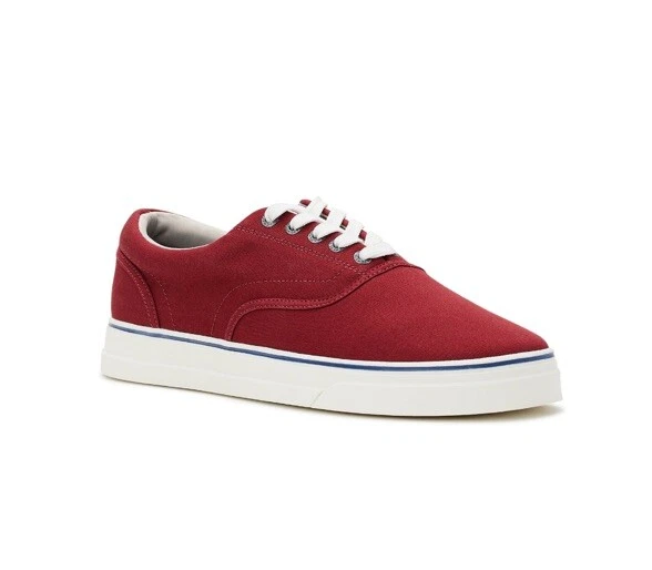 New CHAPS Chace Canvas Lace-Up Sneakers Comfort Foam Footbed - Merlot - Size 8