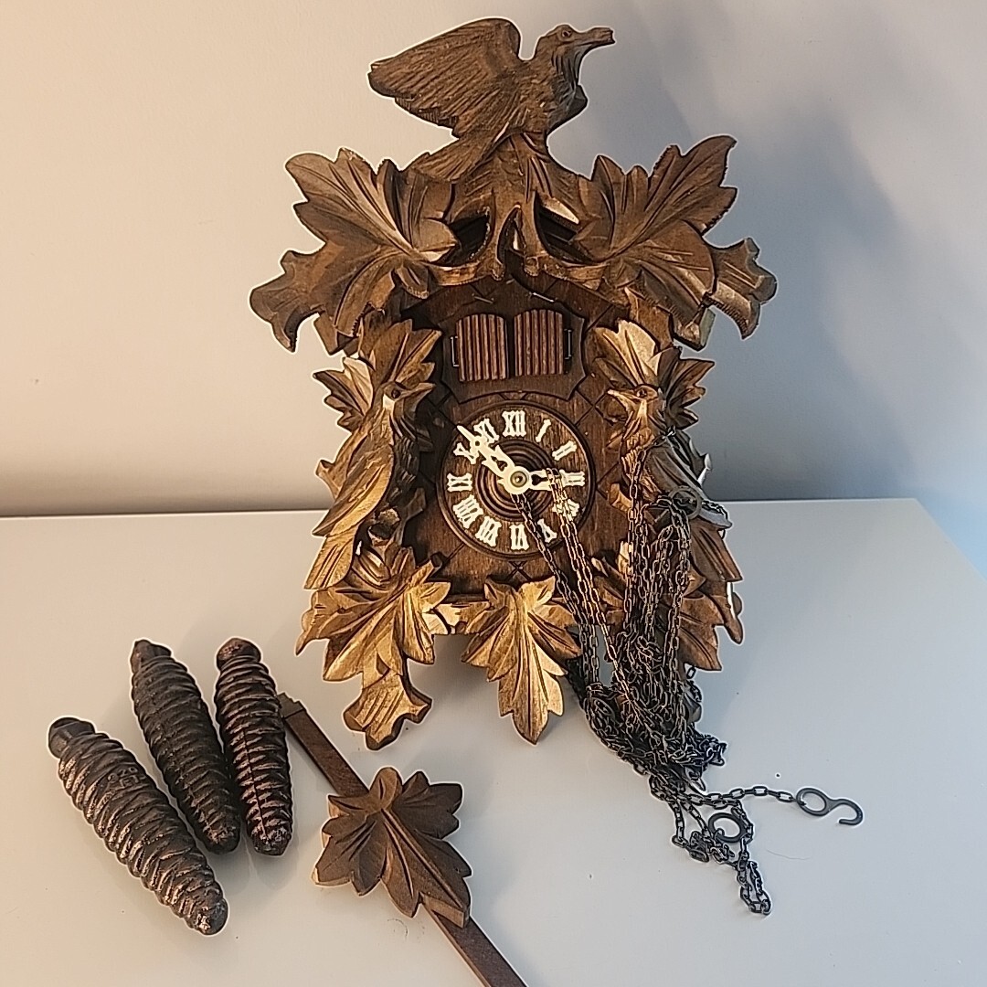 VINTAGE Cuckoo Clock GERMANY Black Forest EMPEROR WALTZ Double