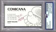 MORT WALKER HAND SIGNED BUSINESS CARD         PSA SLABBED         BEETLE BAILEY