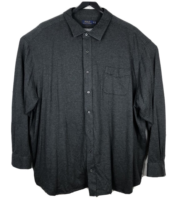 Ralph Lauren Mens 5XB Classic Fit ButtonDown Dark Grey Herringbone
