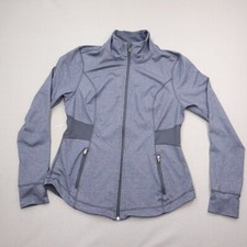 Old Navy Fitted Turtle Neck Jacket Athleisure Workout Yoga Gray Thumbholes