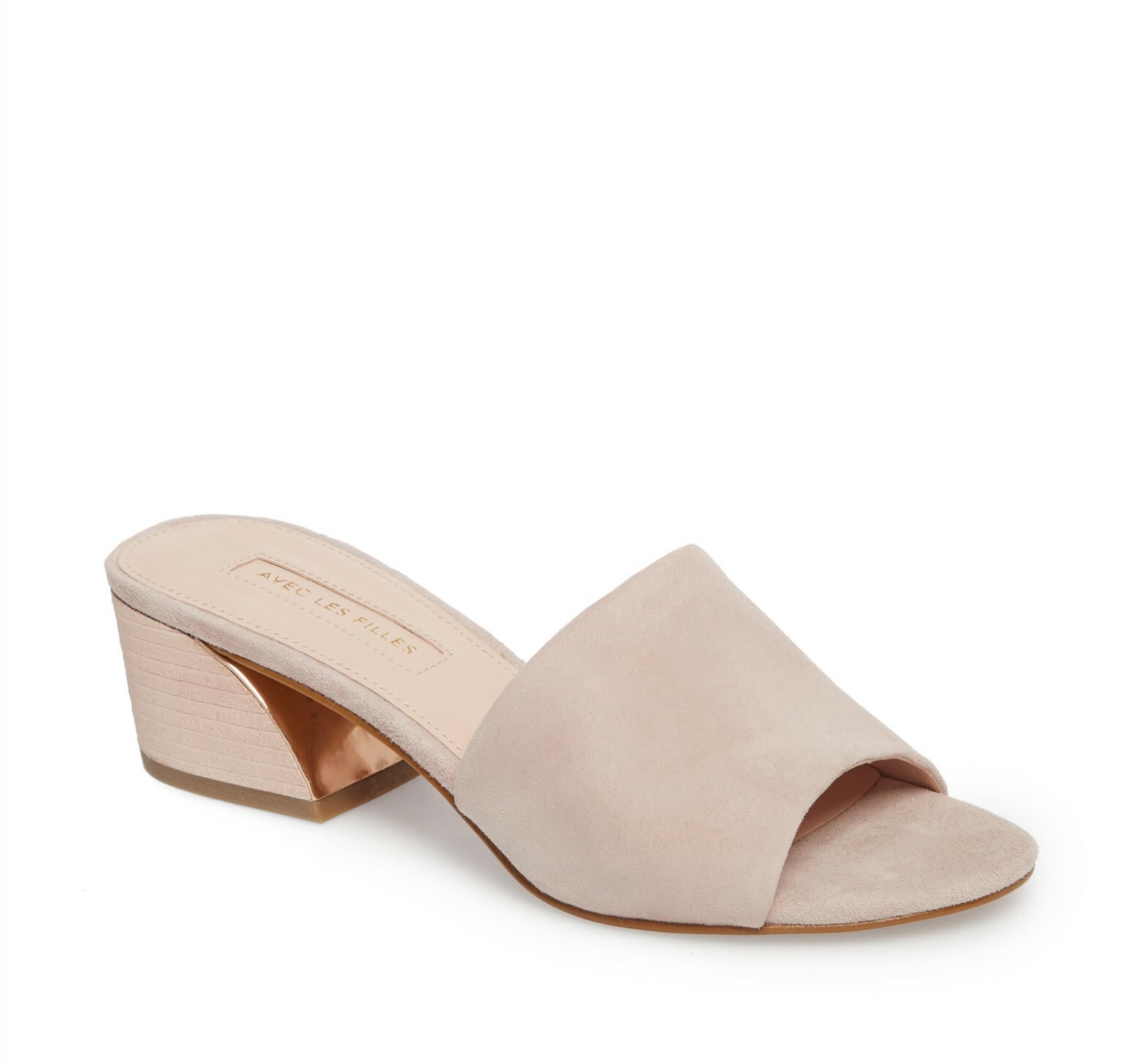 Avec Les Filles 254447 Womens Suede Block Heel Slide Sandals Pink Kid Size 7.5