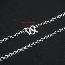 Real 999 Fine Silver Necklace 3mm Rolo Link Women's Necklace 15.7" L 5-6g