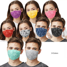 Unisex Reusable Washable Breathable Fashion Paisley 9 PACK Face Masks 9 Colors