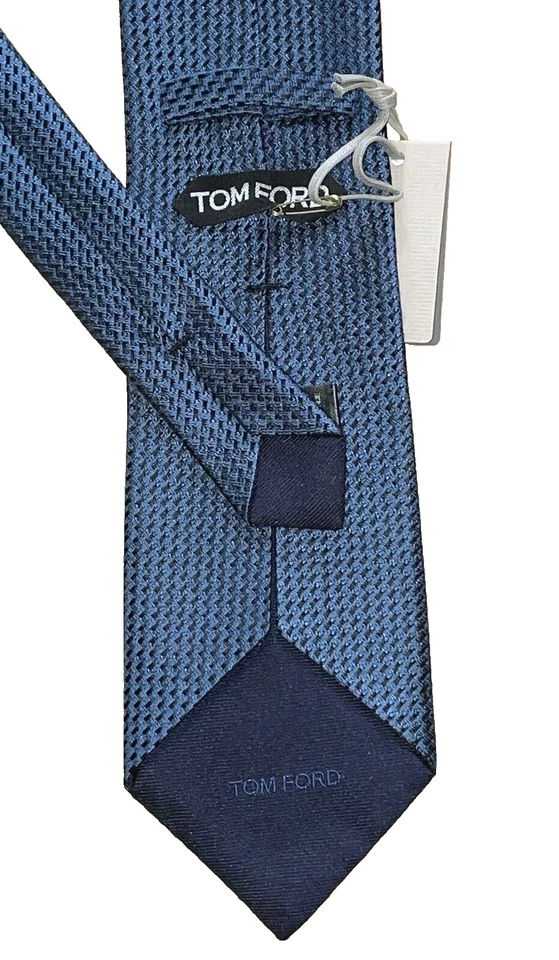$280 NUEVO CON ETIQUETAS TOM FORD Azul Marino Geométrico Hombres 3.5" Tejido Seda Lana Cuello Corbata Italia Foto 3 de 4