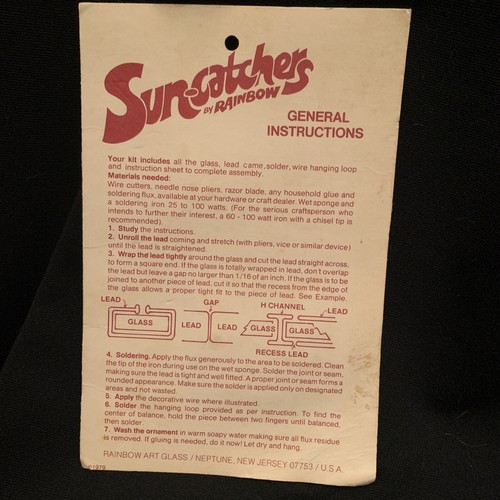Vintage 1979 Genuine Stained Glass Suncatcher Kit by Rainbow New - Picture 4 of 4