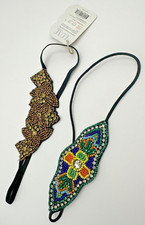 Beaded Headband Lot of 2 One New with Tag Rhinestones Seed Beads Hair Pieces