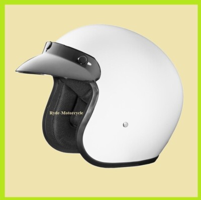 Daytona DOT 3/4 Motorcycle Hi Gloss White Helmet -Reflects Light At Night DC1-C