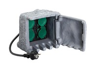 Unitec Steckdosenverteiler In Steinoptik 4-Fach, IP44, 1,5M Kabel (H07RN-F3G1,5)