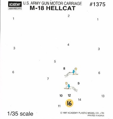 Academy 1/35 M-18 Hellcat # 1375 Decal. NUR EINER AUF LAGER