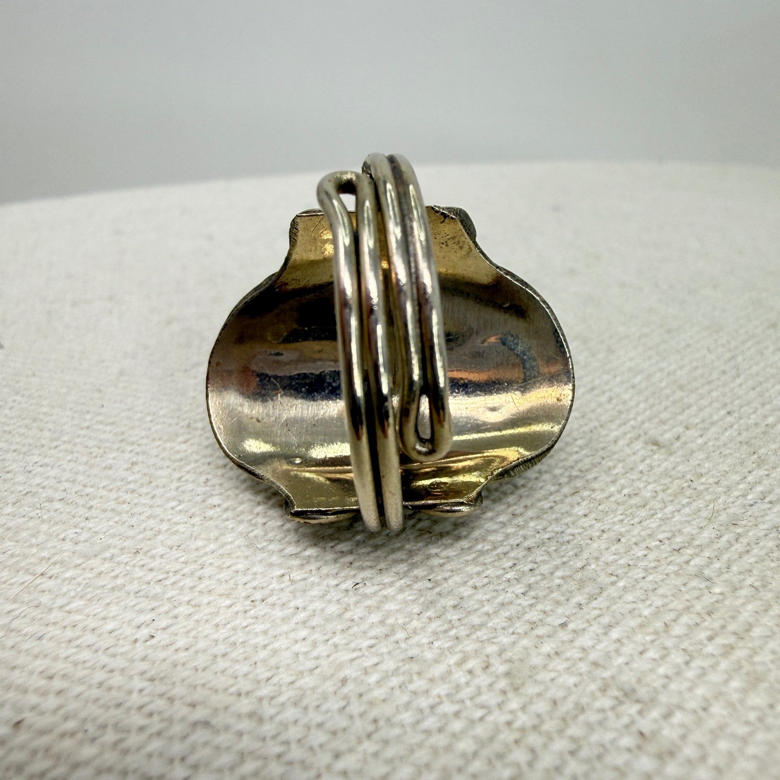 Statement Ring Green Cabochon Stone Adjustable Ba… - image 9