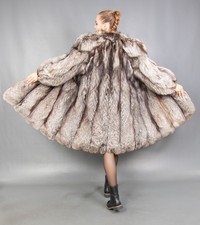 18570 US TARIFFS INCLUDED REAL SILVER FOX COAT FUR JACKET SWINGER PELZ SIZE L