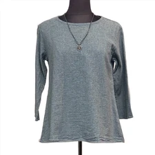 NEW 3/4 Sleeve A-Line Top Linen Cotton Crosshatch in Air by Cut-Loose - CLOSEOUT