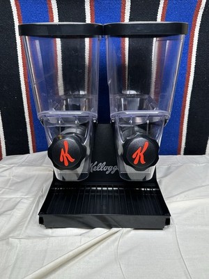 LARGE KELLOGG'S COMMERCIAL DUAL DOUBLE CEREAL DISPENSER - TWIST HANDLE
