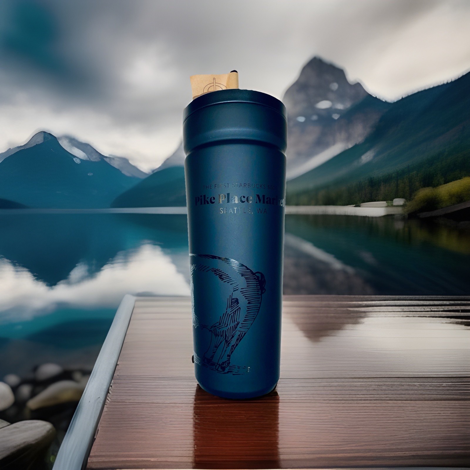 New Rare Starbucks 1st Matte Black 24oz Travel Mug Coffee Cold Cup Boxed
