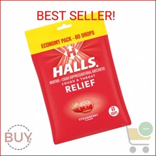 HALLS Relief Strawberry Cough Drops, Economy Pack, 80 Drops